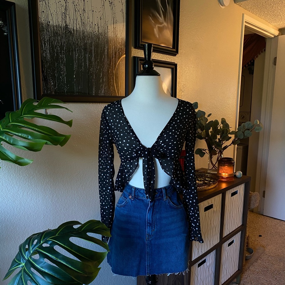 Mesh Poka Dot Blouse